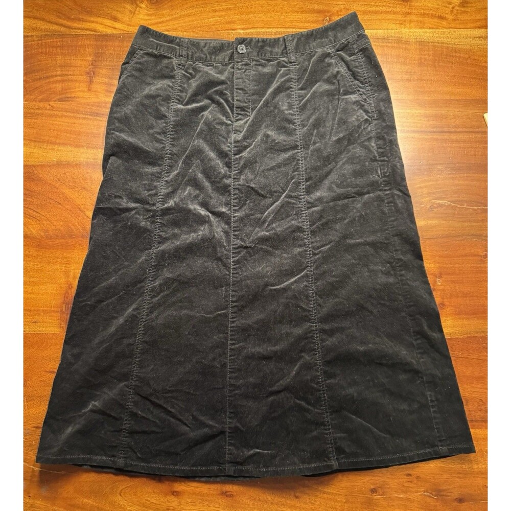 Eddie Bauer Black Velvet Midi Skirt Womens 14 Whimsigoth Goth Boho Velvet A-line
